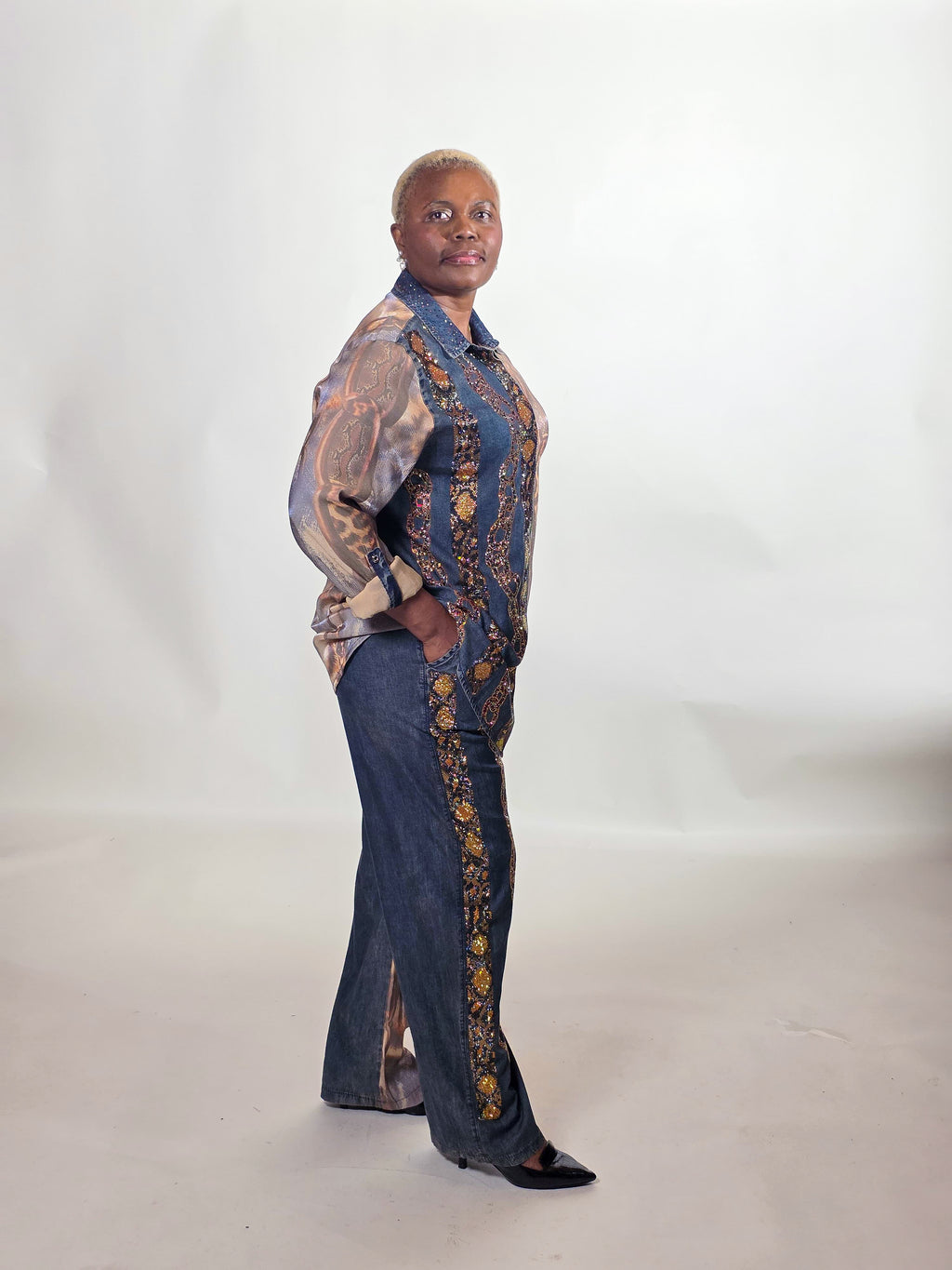 DAISY FADED COMBO JEANS SET