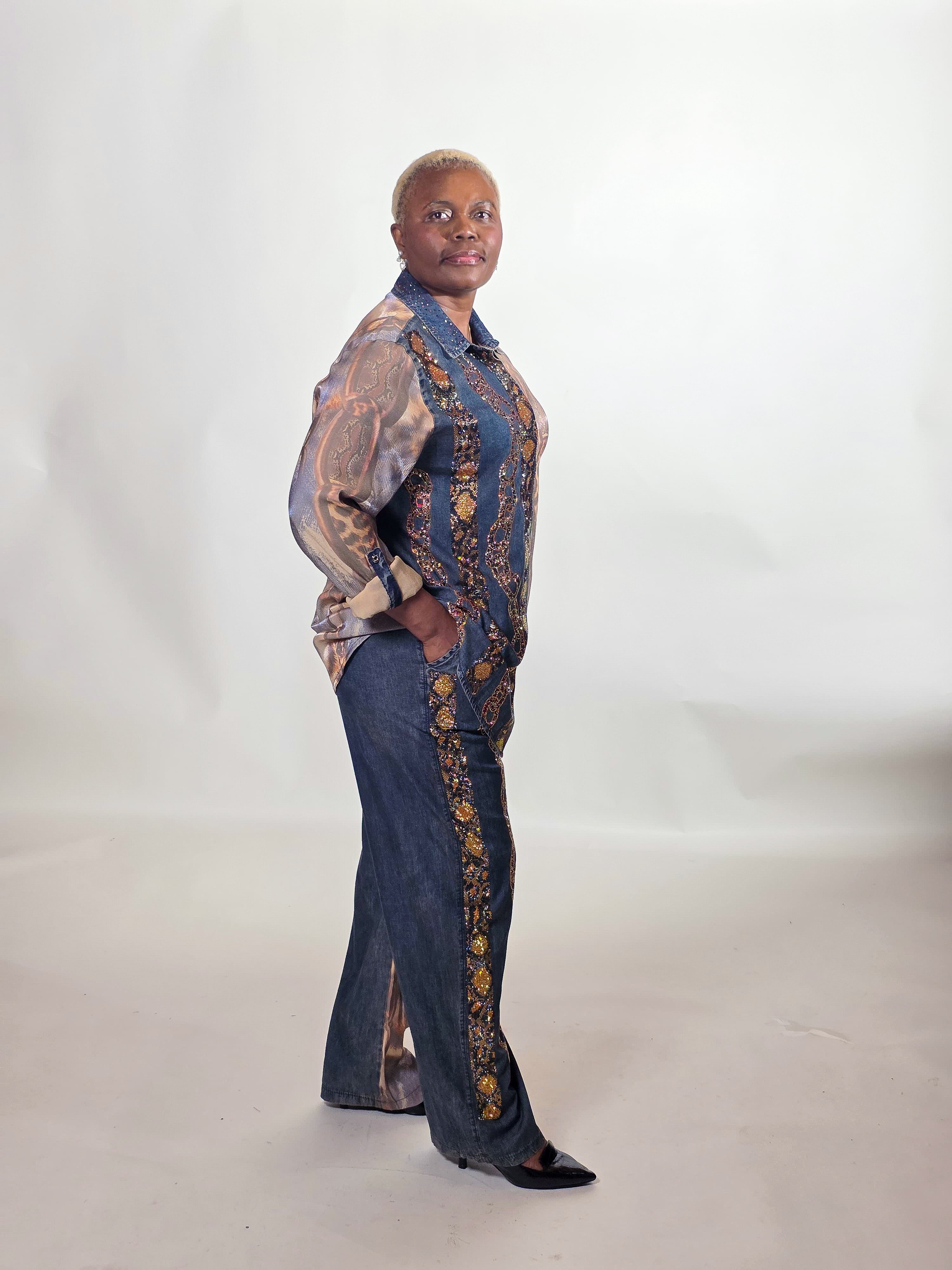 DAISY FADED COMBO JEANS SET