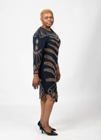 Dore Navy Blue Rhinestones Dress