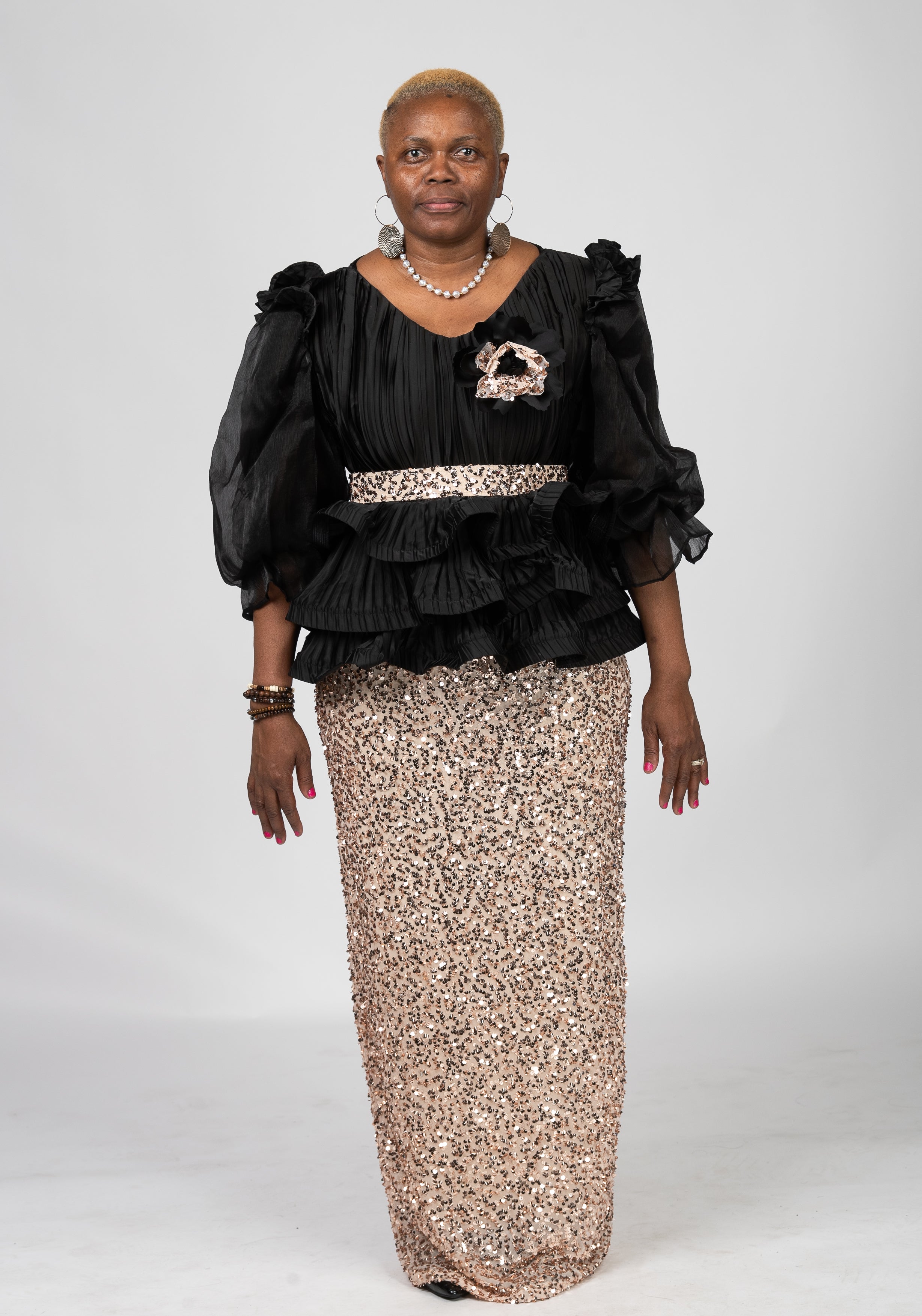 Couture Black and Gold Sequin Dress