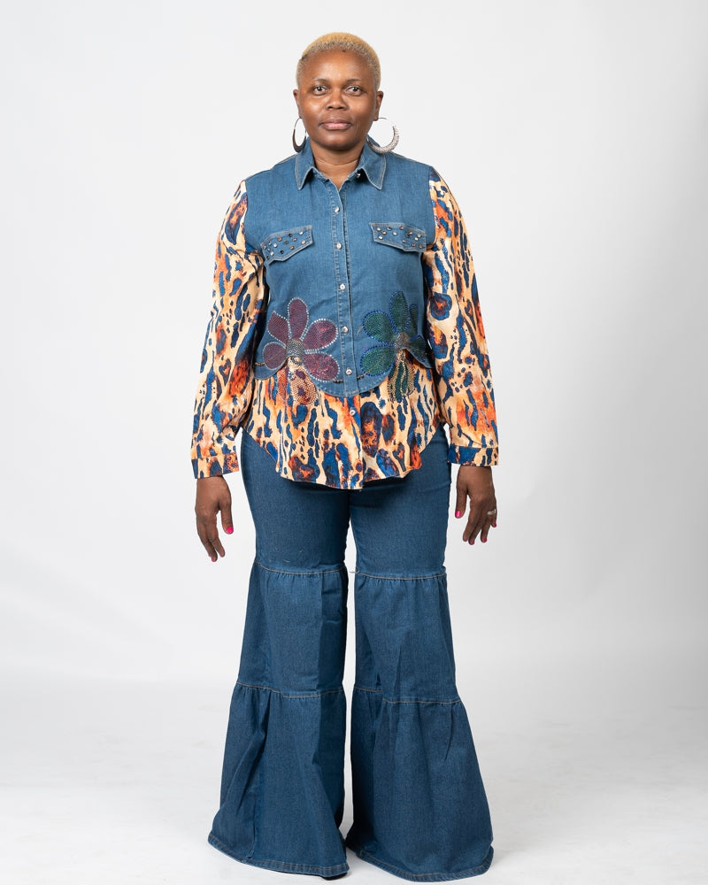 VENESSA DENIM PANTS SET