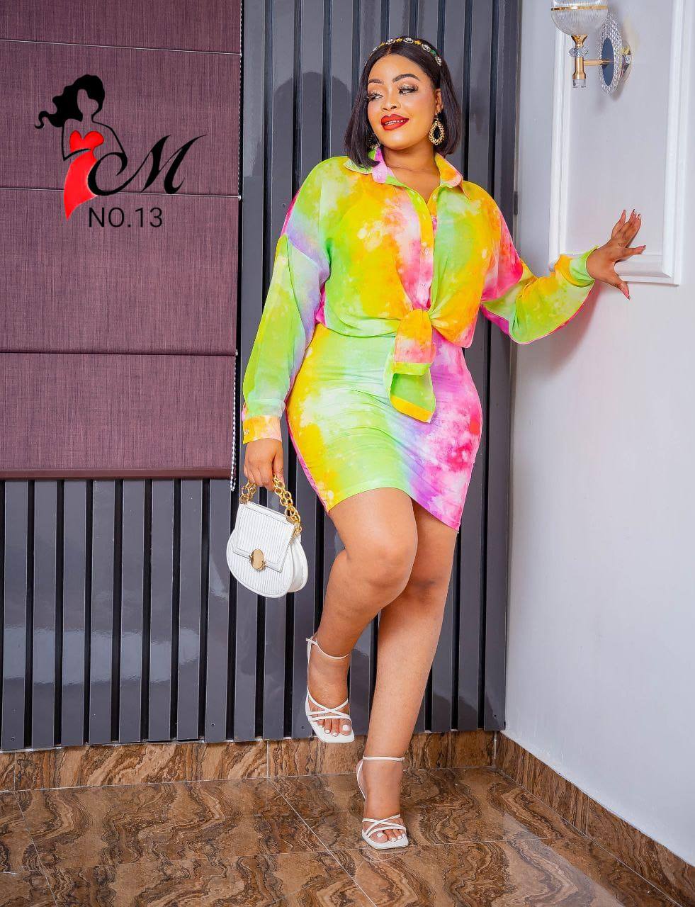 MULTICOLOR DRESS AND SHIRT SET