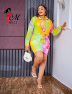 MULTICOLOR DRESS AND SHIRT SET