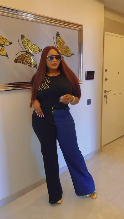 FRINGE DERNIM PANTS SUIT