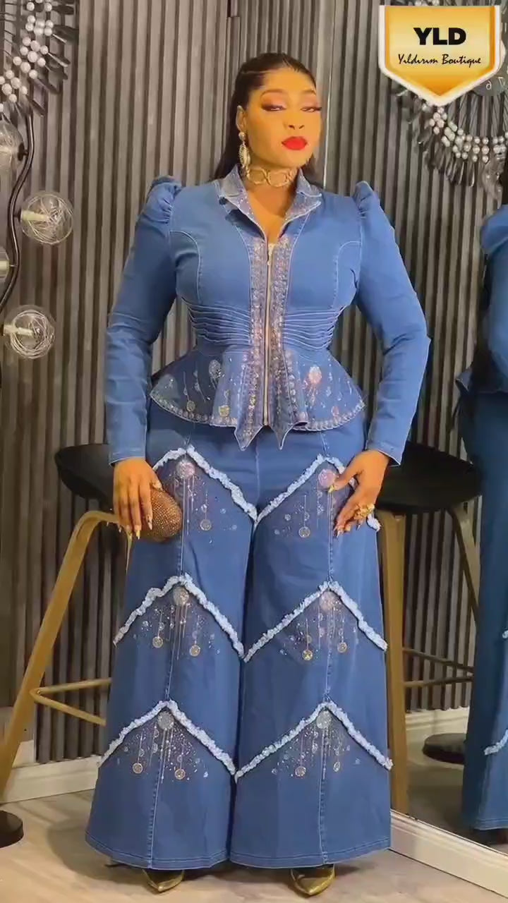 LIZZY LUXURY DENIM PANTS SET