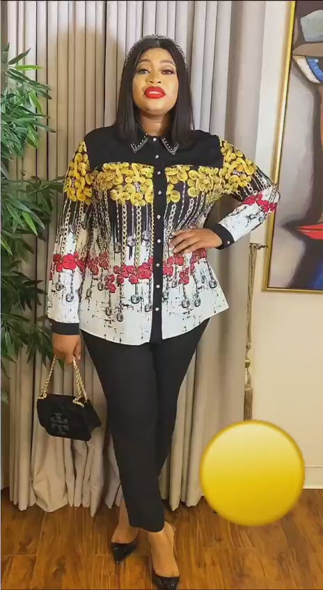 SYLVA COPORATE FLORAL PANTS SUIT